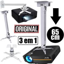 Suporte Projetor Datashow Cor Branco Extensor 65Cm Teto E