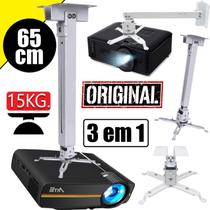 Suporte Projetor Datashow Para Teto E Parede Extensão Articulável de 65cm Branco Até 15kg Universal Profissional 4 Furos Suporte Projetor Datashow Para Teto E Parede Extensão Articulável de 65cm Branco Até 15kg Universal Profissional 4 Furos