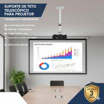SUPORTE PROJETOR DE TETO TUBO TELESCÓPICO DE 75 CM INCLINAÇÃO 15º GIRO DE 360º