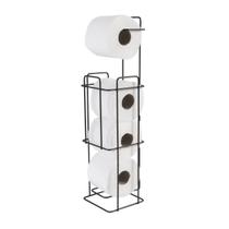Suporte Quadrado Porta Papel Higiênico de Chão 4 Rolos Banheiro Aramado Preto Fosco - 81/5 Azzo Suporte Quadrado Porta Papel Higiênico de Chão 4 Rolos Banheiro Aramado Preto Fosco - 81/5 Azzo