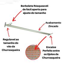 Suporte Regulável Espeto Grelha Churrasqueira 60 À 105Cm