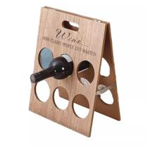 Suporte retrátil de vinhos premium madeira para 6 garrafas