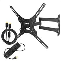 Suporte Retrátil TV 32 55 Polegadas Articulado Braço Longo Cabo HDMI 2m E Extensão 4 Tomadas