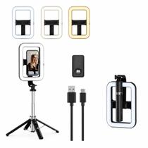 Suporte Ring Light LED MZP-306 Celular Tripé Ajustável 1.38m Bluetooth Bateria 3 Cores para Lives Suporte Ring Light LED MZP-306 Celular Tripé Ajustável 1.38m Bluetooth Bateria 3 Cores para Lives