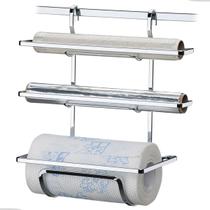 Suporte Rolos De Papel Toalha Pvc Alumínio Cozinha Cromado