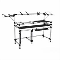 Suporte RS 345 Titanium Racks Studio Para Teclado até 7/8 + Mesa de Som Com Suporte Para Notebook