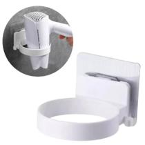 Suporte Secador Cabelo Sem Furo Organizador Fios Adesivo Parede 2 Em 1 Gancho Pendurar Porta Suporte Secador Cabelo Sem Furo Organizador Fios Adesivo Parede 2 Em 1 Gancho Pendurar Porta