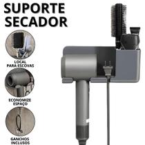 Suporte Secador De Cabelo Parede Porta Escova Secadora Organizador De Banheiro Suportes Gancho Casa