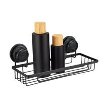 Suporte Shampoo Condicionador Preto Fixo Ventosa Potente Organizador De Parede Suporte Shampoo Condicionador Preto Fixo Ventosa Potente Organizador De Parede