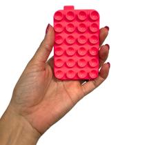 Suporte Silicone Grande Dupla Ventosa Celular Universal Cor:Rosa Intenso