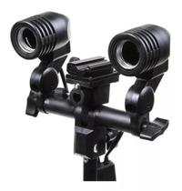 Suporte Soquete Duplo E27 Sombrinha Com Suporte P/ Flash Cor da estrutura Preto 110V/220V Suporte Soquete Duplo E27 Sombrinha Com Suporte P/ Flash Cor da estrutura Preto 110V/220V