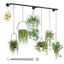 Suporte suspenso para plantas Galood 180 cm com 6 correntes suspensas preto Suporte suspenso para plantas Galood 180 cm com 6 correntes suspensas preto