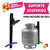 Suporte Suspenso Reforçado Botijão Gás 13Kg Antifurto Aço Trava Parede Cozinha Organização
