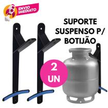 Suporte Suspenso Reforçado Botijão Gás 13Kg Antifurto Aço Trava Parede Cozinha Organização