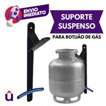 Suporte Suspenso Reforçado para Botijão de Gás P13 Antifurto Roubo Aço Trava Parede Organizador