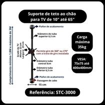 Suporte teto ao chão para TVs, monitores 27" a 65"