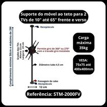 Suporte teto ao móvel para 2 TVs, monitores 10" a 55" Suporte teto ao móvel para 2 TVs, monitores 10" a 55"