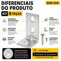 Suporte Tipo Cantoneira Galvanizada 25mm Com Parafusos BOM5341 Suporte Tipo Cantoneira Galvanizada 25mm Com Parafusos BOM5341
