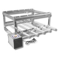 Suporte Tipo Gira Grill Inox 5 espetos Tridente Suporte Tipo Gira Grill Inox 5 espetos Tridente