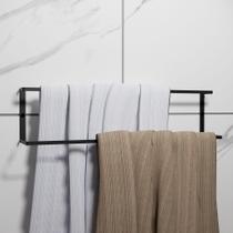 Suporte Toalheiro Banheiro Reforçado de Parede Porta Toalha Duplo 60cm Preto Fosco Suporte Toalheiro Banheiro Reforçado de Parede Porta Toalha Duplo 60cm Preto Fosco