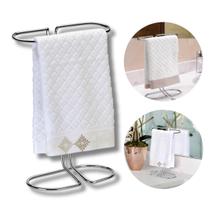 Suporte Toalheiro Porta Toalha De Rosto Bancada Pia Banheiro Lavabo Cromado Moderno