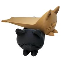 Suporte Trava Porta Gatinho Aparador Peso Trava Porta Cunha Calço Divertido - 1 Peça Preta