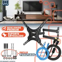 Suporte Triarticulado Ajustável para TV 32 a 55 Polegadas com Cabo HDMI Ultra HD 18m e Cabo de Rede RJ45 3m Kit Instalação Parede
