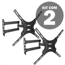 Suporte Triarticulado TV 23 63 Polegadas Retrátil Braço Longo LED LCD Plasma Kit Com 2