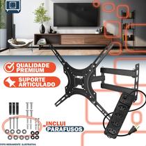 Suporte Triarticulado TV 32 a 55 Polegadas Inclinável Universal com Extensão Elétrica 4 Saídas