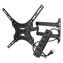 Suporte Triarticulado TV Monitor 23 63 Polegadas Inclinavel Ajustavel Com Filtro De Linha 5 Tomadas - Suporte Articulado