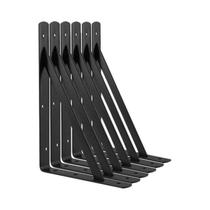 Suporte Tripé De Prateleira Flutuante Reforçado Preto 6 Peças De Aço Para Montagem Em Parede