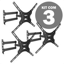 Suporte TV 32 55 Polegadas Retrátil Inclinável Braço Longo Triarticulado Universal Kit Com 3
