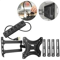 Suporte TV 32 55 Polegadas Triarticulado Articulado Móvel + Filtro De Linha 5 Tomadas Universal