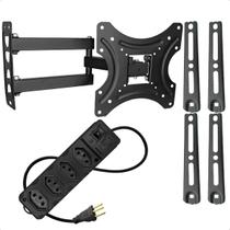 Suporte TV 32 55 Polegadas Triarticulado Retrátil Ajustável Braço Longo Extensão 4 Tomadas