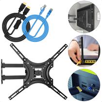 Suporte TV 32 Á 55 Polegadas Triarticulado Ajustável Smart TV + Cabo HDMI Ultra HD E Rede RJ45 Suporte TV 32 Á 55 Polegadas Triarticulado Ajustável Smart TV + Cabo HDMI Ultra HD E Rede RJ45