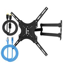 Suporte TV Articulado 14 á 55 Polegadas com Cabo HDMI 1.5m e Cabo de Rede RJ45 Azul 3m