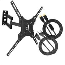 Suporte TV Articulado Parede 14 a 55 Polegadas + Cabo HDMI 2m + Cabo Força Oitinho Suporte TV Articulado Parede 14 a 55 Polegadas + Cabo HDMI 2m + Cabo Força Oitinho