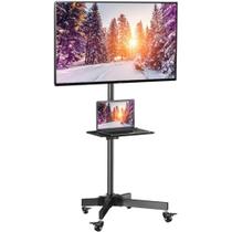 Suporte Tv Chao Com Rodinhas Estante Monitor Televisao Universal Com Prateleira Ate 65