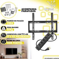 Suporte Ultra Slim Fixo de Parede 23 a 63 Pol Tv Painel Com Régua de Energia Filtro 5 Entradas 80cm