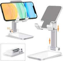 Suporte Universal de Mesa Celular/Tablet Altura e Inclinação Ajustável Antideslizante Branco BMG-34 B-Max