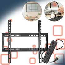Suporte Universal Fixo 23 a 63 Pol Até 50Kg Preto Slim + Filtro de Linha Extensor 5 Entradas