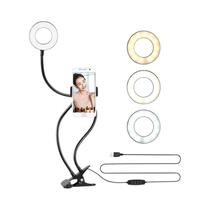 Suporte Universal Flexível Para Celular Com Luz De Anel LED Para Selfie E Luminária De Mesa Para Suporte Universal Flexível Para Celular Com Luz De Anel LED Para Selfie E Luminária De Mesa Para