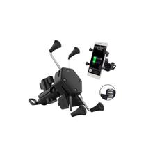 Suporte universal garra para celular moto com carregador usb