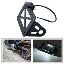 Suporte Universal para Placa de Motocicleta - Montagem Lateral com Luz Traseira LED para Honda Bobber