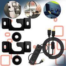 Suporte Universal Tv Fixo de Parede 13 a 70 Pol + Cabo Hdmi 2m + Régua Extensora 4 Tomadas 85cm