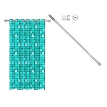 Suporte Varão Banheiro 65 x 1,15 +Cortina Box Pastilha Verde