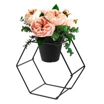 Suporte Vaso Hexagonal de Parede Preto Tamanho Grande, Design Decorativo