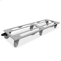 Suporte Vaso Jardineira Retangular Alumínio C/ Rodinhas Gel