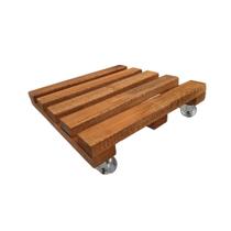 Suporte Vaso Quadrado 28cm Roda Gel Mogno