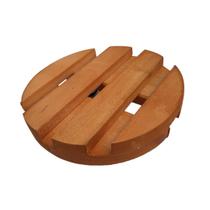 Suporte Vaso Redondo 22cm Roda Preta Mogno